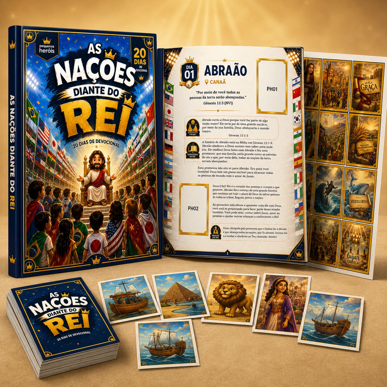 Álbum de Figurinhas Cristão Infantil + Devocional | As Nações Diante do Rei - Imagem 4